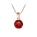 Detail of a 1 carat round red stone pendant in a six-prong rose gold setting - 1 Carat 6.5mm / Garnet Red