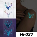 Luminous geometric deer tattoo stickers for festivals, glowing blue star design on shoulder - Hi-027 (Geometric Deer)