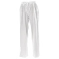 Détail du pantalon évasé blanc montrant la taille élastique et le cordon de serrage réglable - S / Blanc