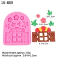Pink silicone mold for mushroom and flower fairy house cake decoration and fondant - 5# Floral Window Style (15-609) / Pink