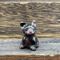 French Bulldog figurine carved from purple lepidolite gemstone crystal in a sitting pose - Garnet