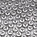 Silver round acrylic alphabet beads with black letter V for DIY jewelry bracelets - Letter V