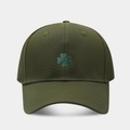 Classic olive green baseball cap with green lucky four-leaf clover embroidery on the front - Adjustable / Army Green