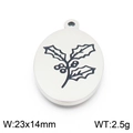 Pendentif fleur de naissance en acier argenté avec gravure houx, taille 23x14mm et poids 2,5g - Style Houx (KLJ8076-Z)