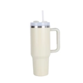 40oz stainless steel insulated tumbler with handle and straw in beige color - 40oz / Dune