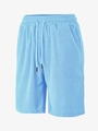 Detail of light blue waffle knit texture on men's casual shorts with drawstring waist - Light Blue
