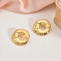 Minimalist 18K gold-plated stainless steel stud earrings with a unique hammered texture - EH091-Irregular Hammered Circle