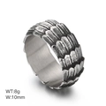 Retro hip hop style stainless steel wide snake ring with textured scales finish - US 9 / Style C Wide Band(KR103316-KJX)