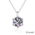 Classic 3-carat round moissanite pendant necklace with six-prong silver setting - 3 Carat White Moissanite/White Gold
