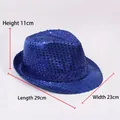 Sparkling dark blue sequin jazz hat for stage performances and parties size 29x23x11cm - Sapphire Blue / 58cm (Adult)