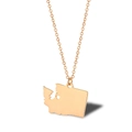 Rose gold necklace with Washington state map pendant featuring a heart detail - USA Washington - Rose Gold