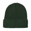 Detailed view of dark green ribbed knit texture on a thick cotton beanie hat - M (56-58cm) / Army Green