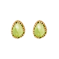 Japanese retro style S925 silver 14k gold plated green olive teardrop stud earrings - Green Olive / 925 Silver