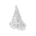 Silberner Hohlanhänger mit filigranem Rankendesign und einer zentralen weißen Perle - VD1618 Silberne Trompetenblume Anhänger