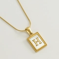 Elegant 18K gold-plated snake chain necklace featuring a white shell H-letter pendant - H (With Chain)