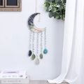 Handmade moon-shaped tree of life crystal wind chime with blue and green agate slices - Ocean Moon Agate Tree