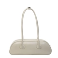 Minimalist cream white faux leather baguette shoulder bag with slim double straps - Off-white