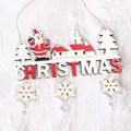 Handcrafted wooden Christmas hanging sign with Santa Claus motif and snowflake bells - Deer