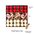 Christmas wool felt ball kit with snowman and candy cane ornaments in a grid box - Red and White Snowman Set