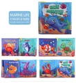 Detail view of colorful sea animal cloth book with 4 pages 8 sides for baby learning - Sea Animals / 4 Pages 8 Sides