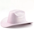 Cappello da cowboy con paillettes rosa e glitter argento a tesa larga per feste - Stile Paillettes Rosa / Rosa