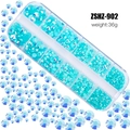 Teal flatback resin rhinestones in 12-grid storage box for DIY nail art designs - Lake Blue AB (ZSHZ-902)
