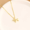 Minimalist gold-plated necklace featuring a textured dog pendant on a chic beaded chain - Dog Pendant / Real Gold Plated