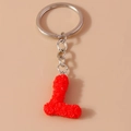 Creative alphabet L keychain featuring embossed red roses and silver metal ring - Letter L