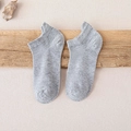 Light gray cotton low cut ankle socks with ribbed cuffs and breathable mesh design - One Size / Light Gray