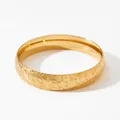 Elegant gold plated stainless steel wide bangle with vintage floral embossed pattern - 14mm Scroll Floral Pattern (KA1203) / Gold