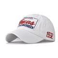 Classic white washed cotton Texas embroidery baseball cap with vintage red and blue detail - Adjustable / White