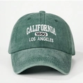 Vintage green washed cotton baseball cap with California 1850 embroidery on front - One Size / Dark Green