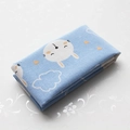 Light blue cat bed with rabbit and cloud prints made of thick cotton and linen fabric - Blue Rabbit (Cloth Only)