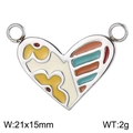 Colorful heart enamel charm in silver stainless steel for DIY jewelry making 21x15mm - Geometric Color Block Enamel Connector (KLJ7681-Z)