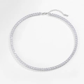 Detailed macro view of square cut cubic zirconia tennis necklace with silver claw setting - 5mm Necklace / White Gold