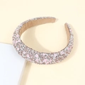 Sparkly rhinestone and pink floral embossed sponge headband with wide brim for women - Champagne Flower