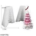 Christmas tree silicone mold for DIY candles showing 10.5cm height and 330g weight - Small Needle Leaf Tree - Split Mold / Milky White
