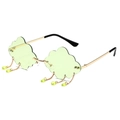 Lunettes de soleil nuage sans monture vert clair avec pendentifs gouttes de pluie - Monture Or Vert