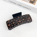 Gothic Halloween square hair claw clip featuring orange Jack-o'-lantern pumpkin patterns - Halloween #2 - Rectangle