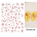 Detail of red 3D heart and rose nail art stickers showing model CB-226 application - CB-226 Heart Figure Birdcage Style (CB-226) / Red