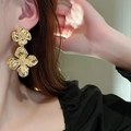 European Style Large 3D Texture Gold Flower Stud Earring / 18# Silver Earring Post - Gold