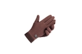 Men's winter thermal knit gloves in brown with ribbed cuffs and leather ring detail - One Size / Coffee