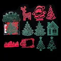20 piezas de papel de encaje hueco serie Bosque de Navidad rojo y verde para manualidades - 3 Bosque de Navidad
