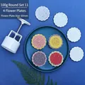100g round mooncake mold set with manual hand-press and four detailed floral stamps - Round Set 11 (4 Patterns)
