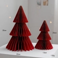 Set of red honeycomb paper Christmas trees in 20cm and 30cm sizes for festive decor - Red Big/Small Set (30cm/20cm)