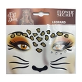 Leopard face art sticker set with gold glitter spots and rhinestone decorations - Leopard Theme Face Art Stickers