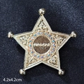 Golden star brooch with rhinestones and Girlfriend engraving, size 4.2x4.2 cm - Colorful Diamond Gold Star