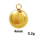 Détail d'un pendentif boule en acier inoxydable doré 4mm pesant 0,2g avec petit anneau - 4mm / Or