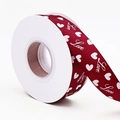 Dark red love ribbon roll with white heart patterns for gift wrapping and decoration - Wine Red Heart Love / 2.5cm*25 Yards