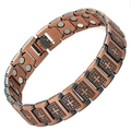Vintage bronze magnetic therapy bracelet with dragon pattern and engraved square links - Raindrop Cross Ancient Copper